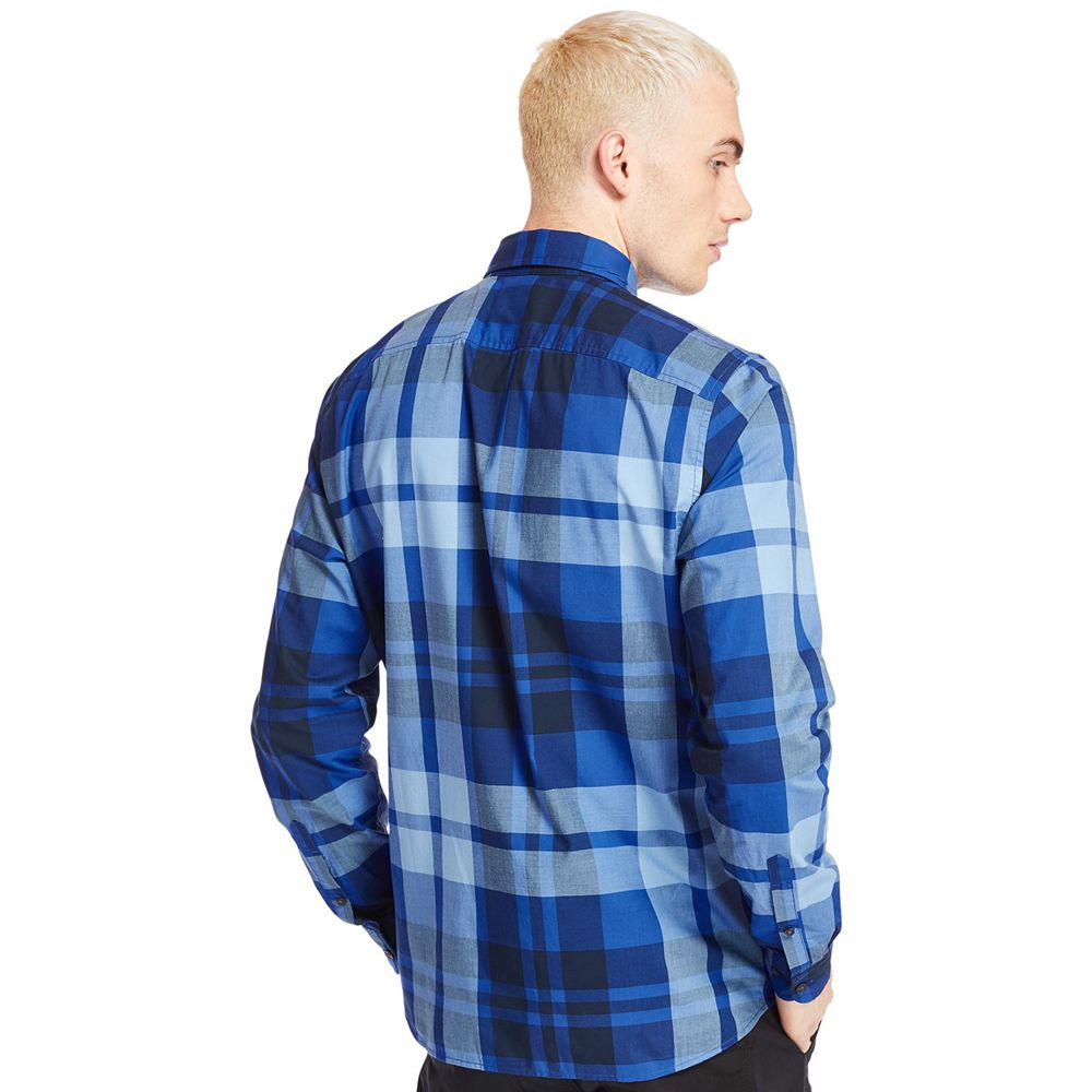 Camisa Masculino - Timberland Slim Fit Eastham River Plaid - JPXHC9864 - Azuis